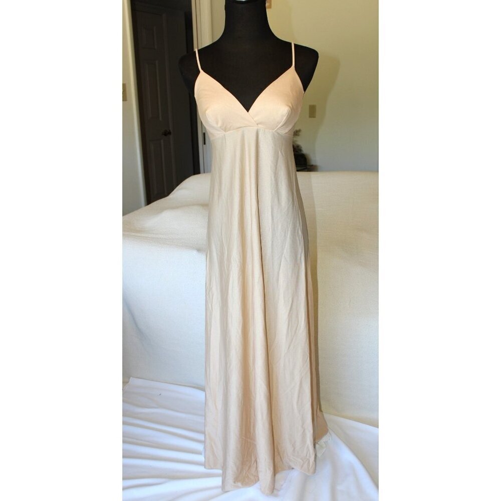 VTG Alice Maloof Babydoll Slip Dress Nightgown Saks Fifth Avenue Small Beige